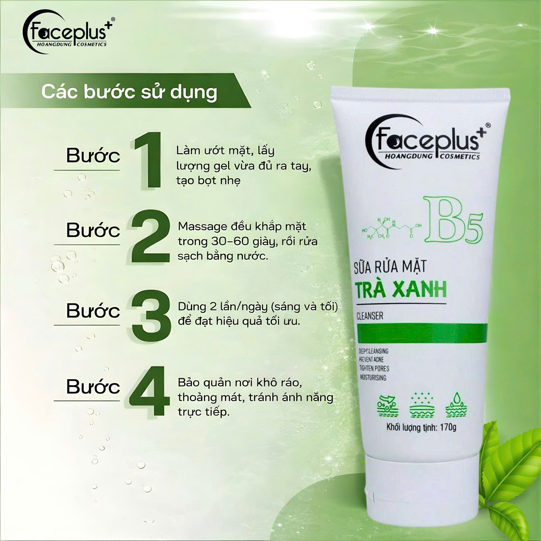 Sữa Rửa Mặt Trà Xanh B5 Faceplus+ – Làm Sạch Dịu Nhẹ, Cho Da Thông Thoáng Mỗi Ngày