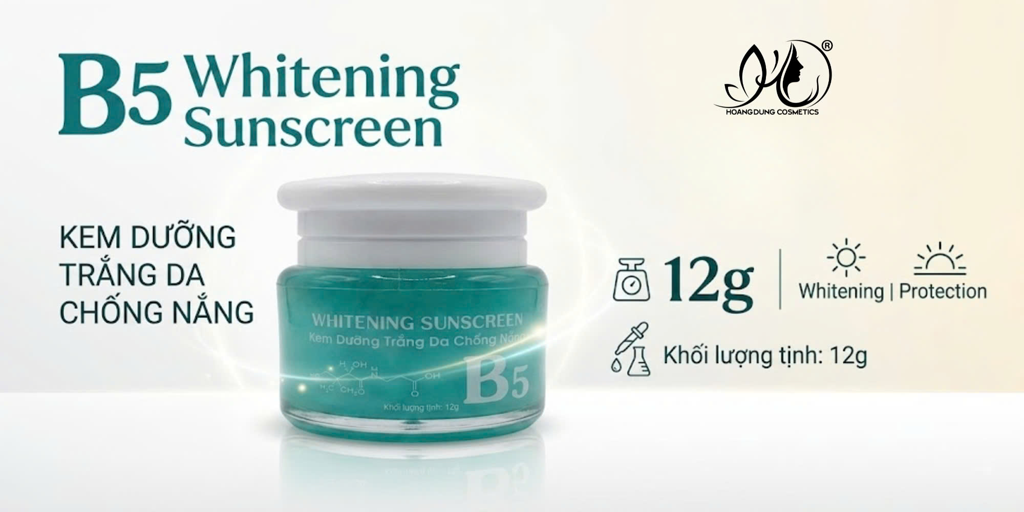 WHITENING SUNSCREEN B5 12g – Kem Dưỡng Trắng Da Chống Nắng, Hỗ Trợ Da Sáng Mịn Mỗi Ngày
